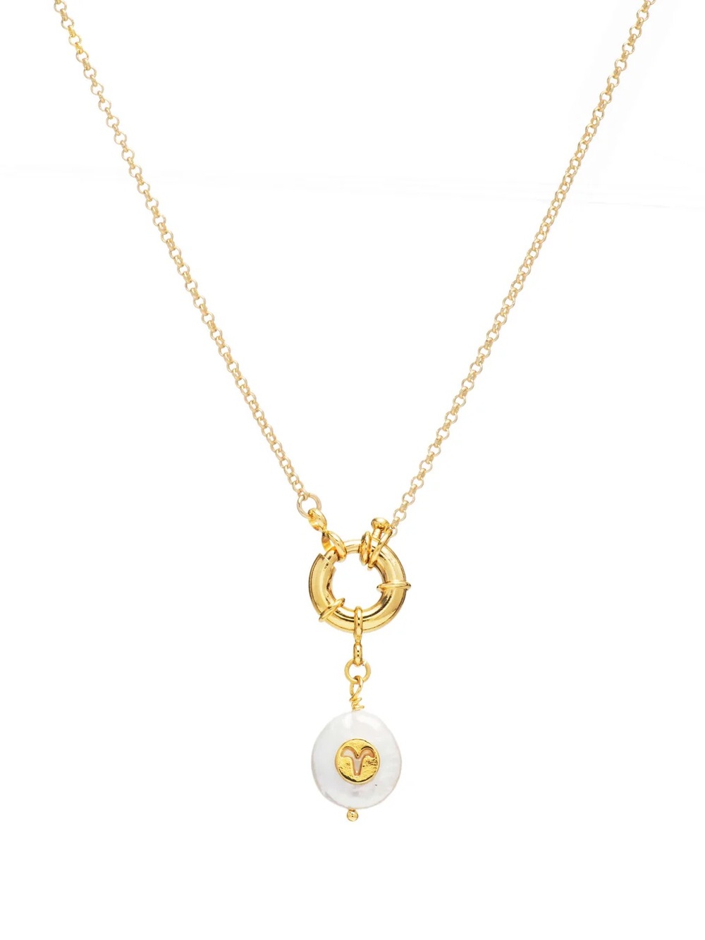 Taurus Zodiac Pearl Charm Necklace - 24k gold plating and freshwater pearl 00884